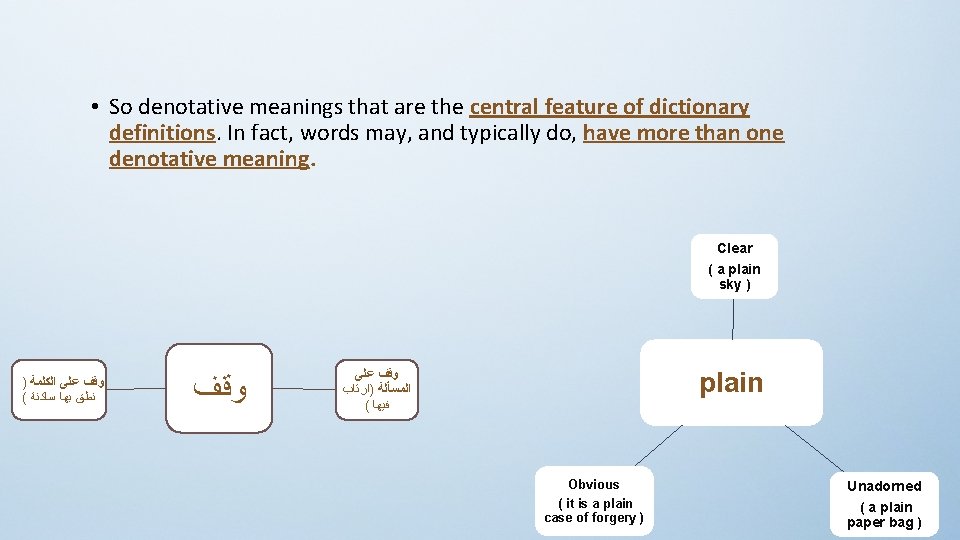  • So denotative meanings that are the central feature of dictionary definitions. In