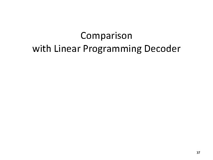 Comparison with Linear Programming Decoder 37 