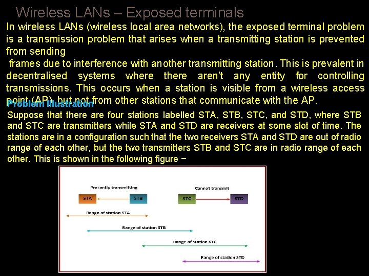 Wireless LANs – Exposed terminals In wireless LANs (wireless local area networks), the exposed Wireless LANs – Exposed terminals In wireless LANs (wireless local area networks), the exposed