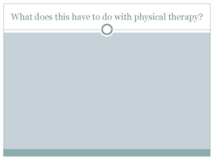 What does this have to do with physical therapy? 