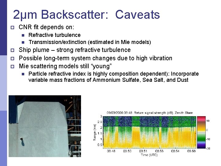 2µm Backscatter: Caveats p CNR fit depends on: n n p p p Refractive