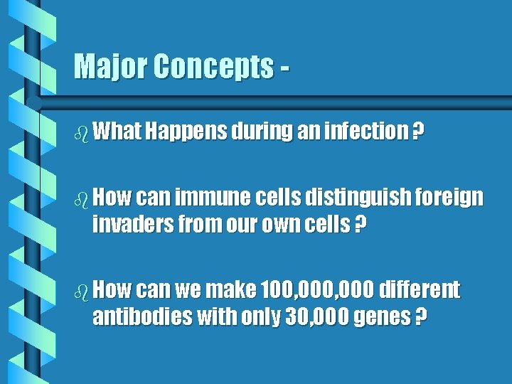Major Concepts b What Happens during an infection ? b How can immune cells