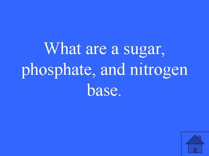 What are a sugar, phosphate, and nitrogen base. 51 What are a sugar, phosphate, and nitrogen base. 51