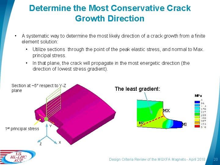 Determine the Most Conservative Crack Growth Direction • A systematic way to determine the