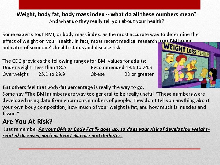 Weight, body fat, body mass index -- what do all these numbers mean? And