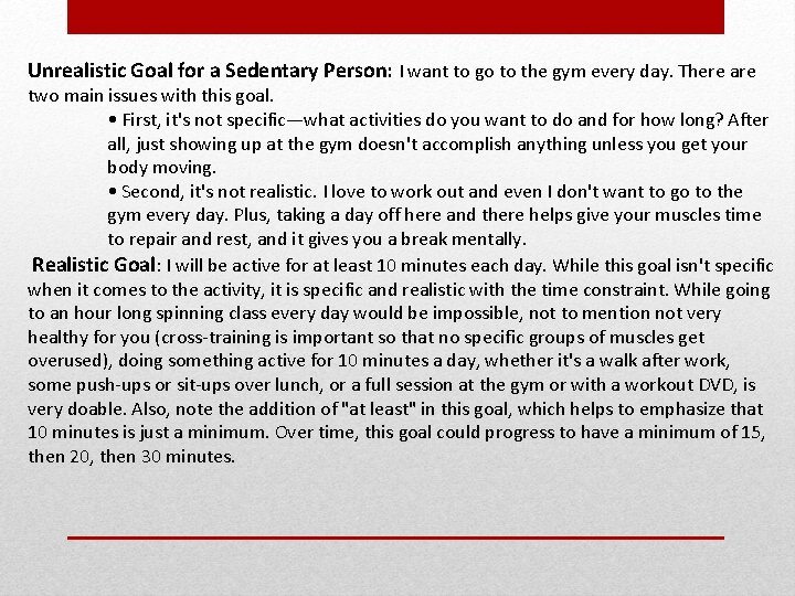 Unrealistic Goal for a Sedentary Person: I want to go to the gym every