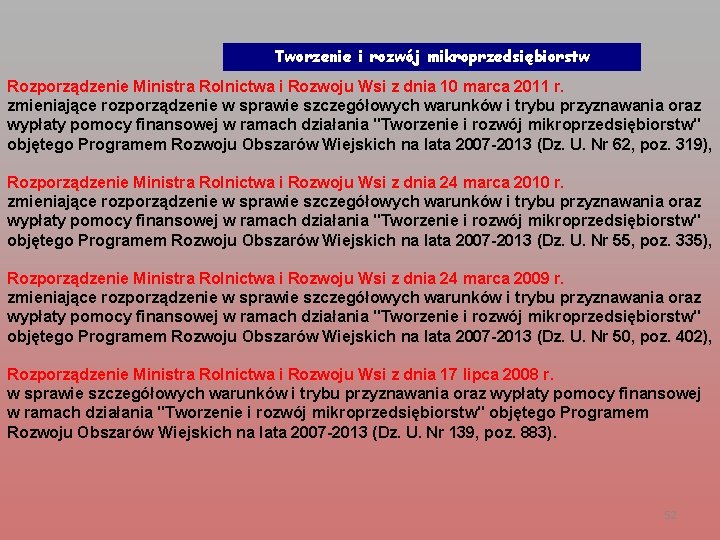 Tworzenie i rozwój mikroprzedsiębiorstw Rozporządzenie Ministra Rolnictwa i Rozwoju Wsi z dnia 10 marca