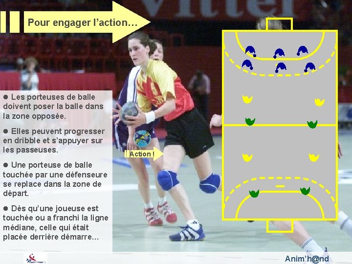 Pour engager l’action… l Les porteuses de balle doivent poser la balle dans la