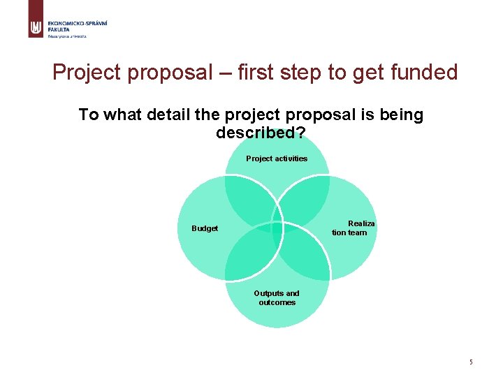 Project proposal – first step to get funded To what detail the project proposal