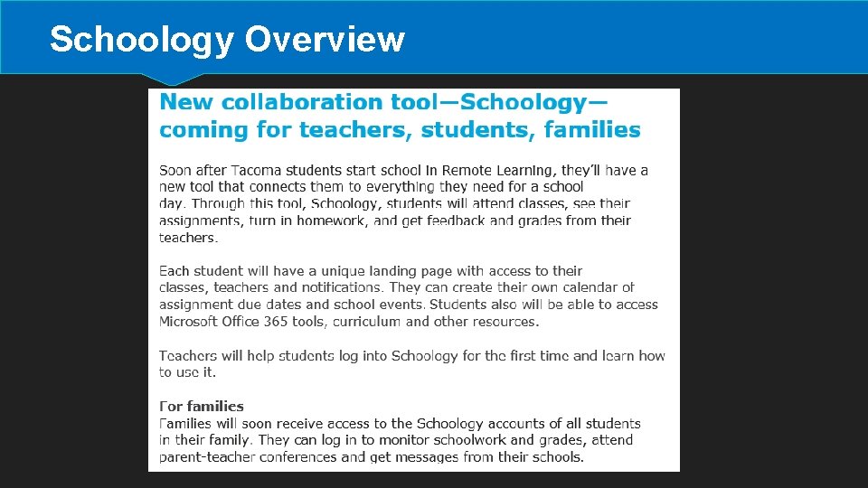 Schoology Overview 