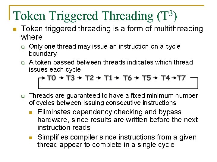 Token Triggered Threading (T 3) n Token triggered threading is a form of multithreading
