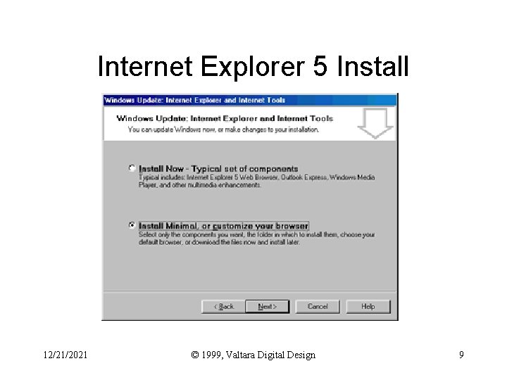 Internet Explorer 5 Install 12/21/2021 © 1999, Valtara Digital Design 9 