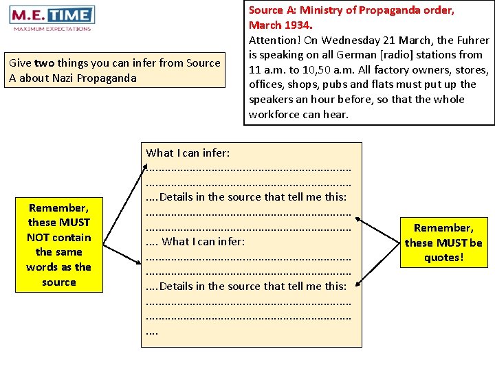 Give two things you can infer from Source A about Nazi Propaganda Remember, these Give two things you can infer from Source A about Nazi Propaganda Remember, these