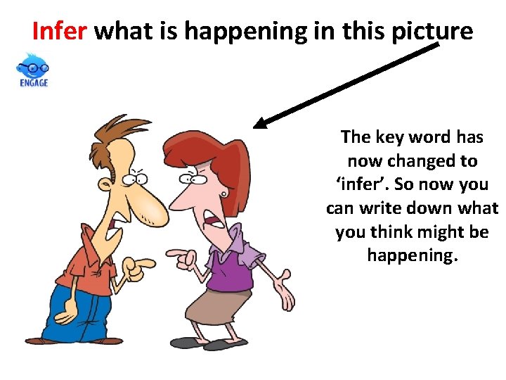 Infer what is happening in this picture The key word has now changed to Infer what is happening in this picture The key word has now changed to