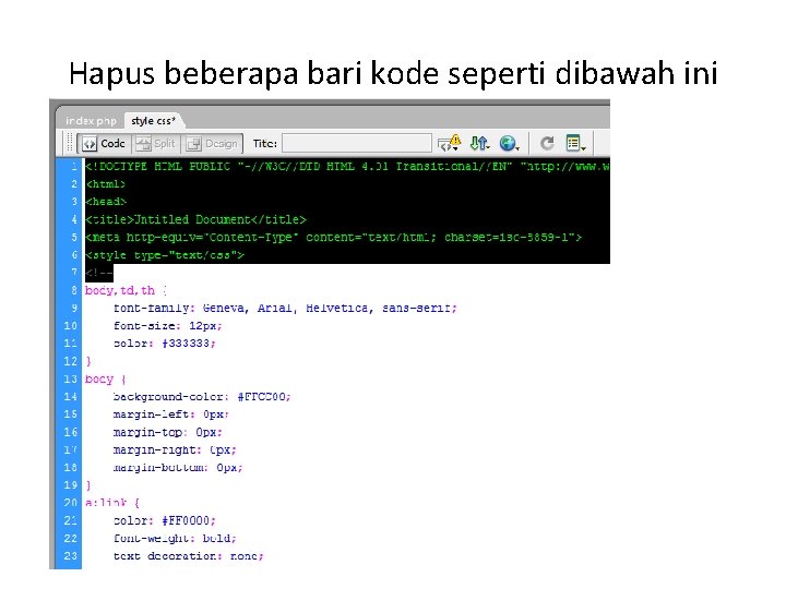 Hapus beberapa bari kode seperti dibawah ini 