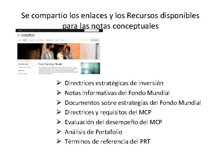Se compartio los enlaces y los Recursos disponibles para las notas conceptuales Ø Ø