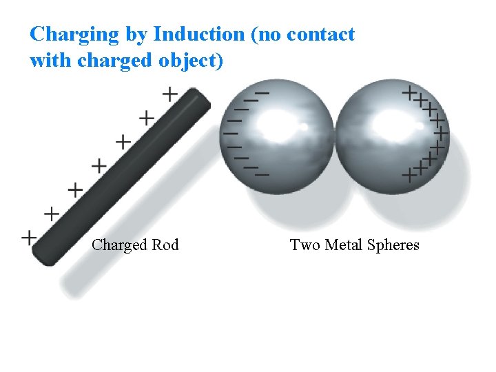 Charging by Induction (no contact with charged object) Charged Rod Two Metal Spheres 