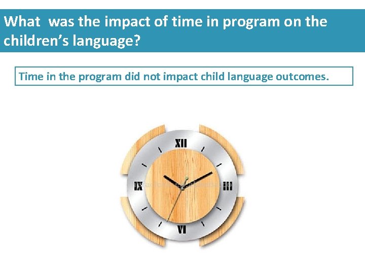What was the impact of time in program on the children’s language? Time in