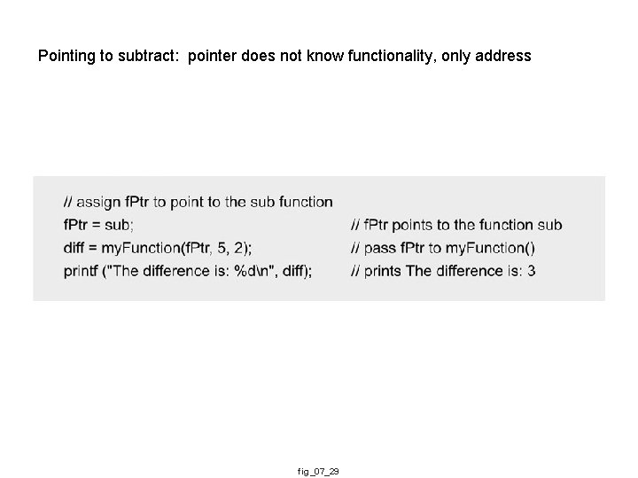 Pointing to subtract: pointer does not know functionality, only address fig_07_29 