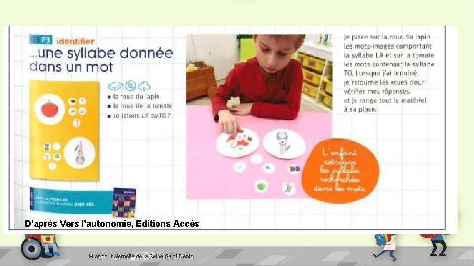 D’après Vers l’autonomie, Editions Accès Mission maternelle de la Seine-Saint-Denis 