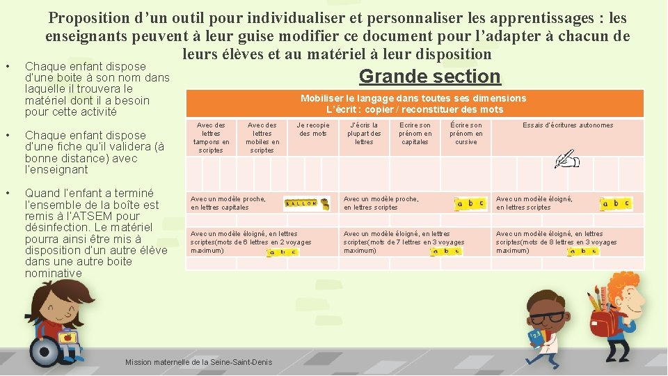  • Proposition d’un outil pour individualiser et personnaliser les apprentissages : les enseignants