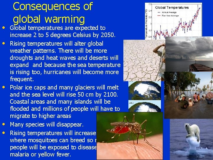 Consequences of global warming • Global temperatures are expected to • • increase 2