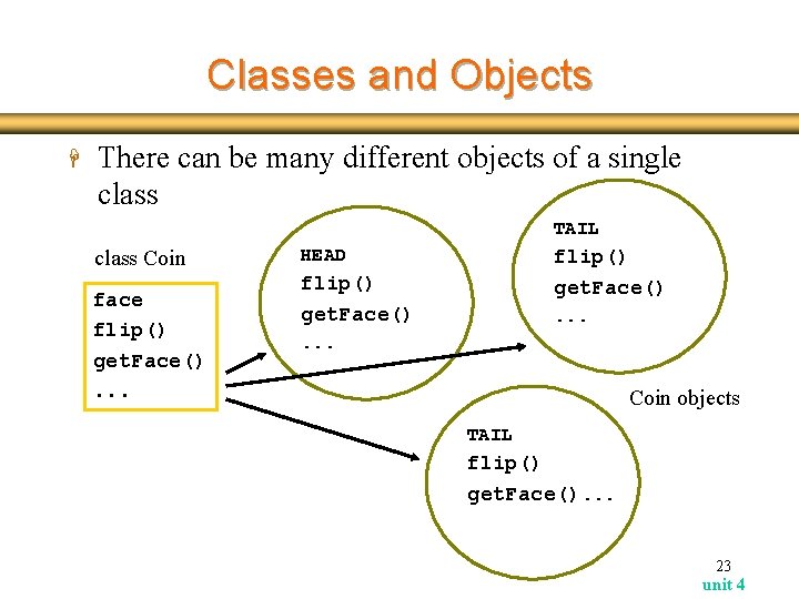 Classes and Objects H There can be many different objects of a single class