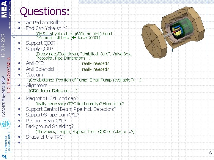 MEA Machine and Experiment Assembly 12. July 2007 Norbert Meyners, MEA ILC IRENG 07