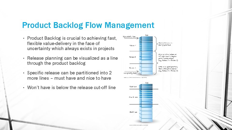 Product Backlog Flow Management • Product Backlog is crucial to achieving fast, flexible value-delivery