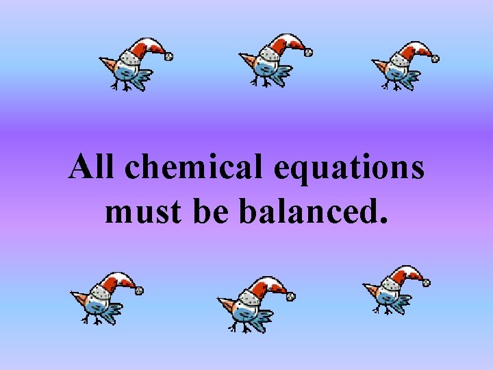 All chemical equations must be balanced. 
