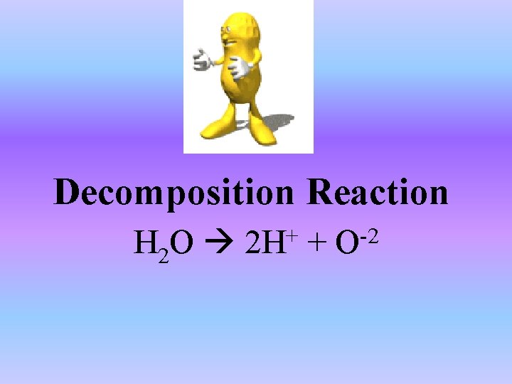 Decomposition Reaction H 2 O 2 H+ + O-2 