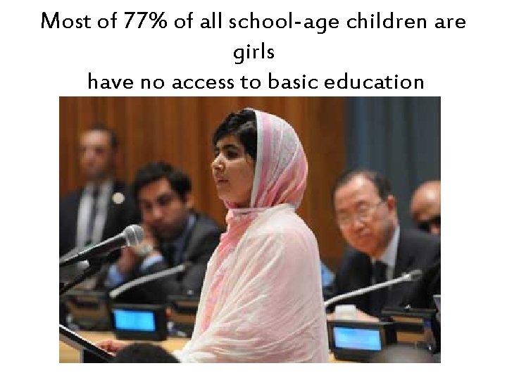 Most of 77% of all school-age children are girls have no access to basic