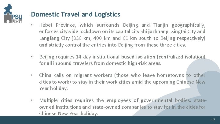 Domestic Travel and Logistics • Hebei Province, which surrounds Beijing and Tianjin geographically, enforces