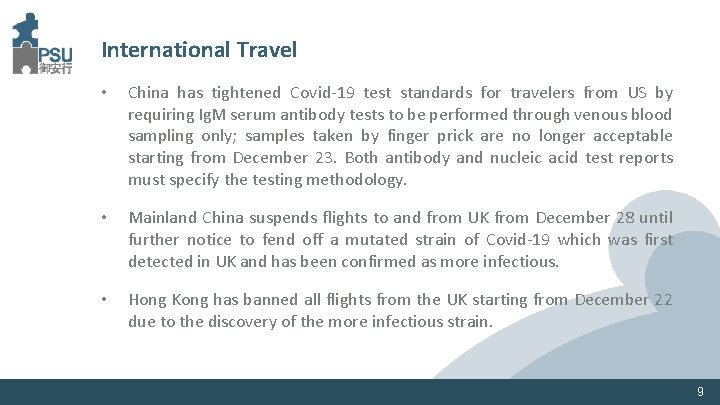 International Travel • China has tightened Covid-19 test standards for travelers from US by