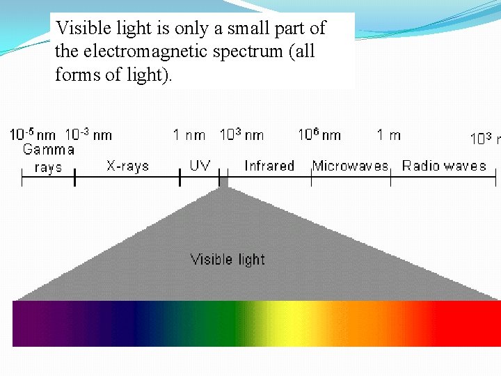 Visible light is only a small part of the electromagnetic spectrum (all forms of