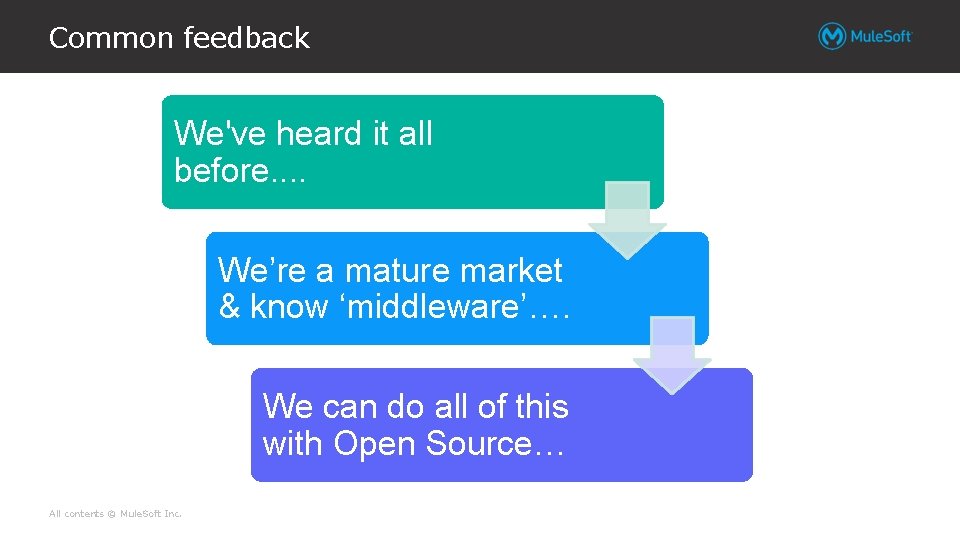 Common feedback We've heard it all before. . We’re a mature market & know