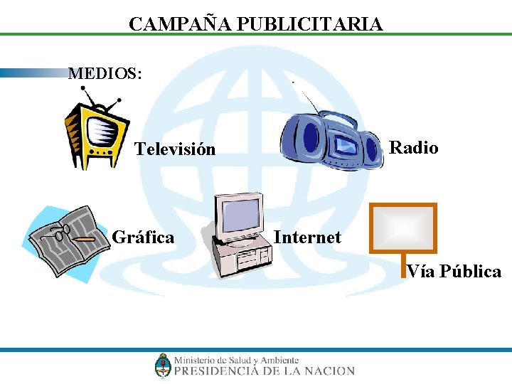 CAMPAÑA PUBLICITARIA MEDIOS: Radio Televisión Gráfica Internet Vía Pública 