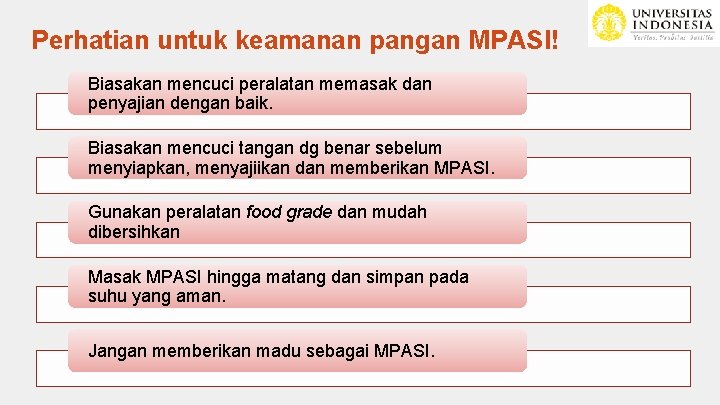 Perhatian untuk keamanan pangan MPASI! Biasakan mencuci peralatan memasak dan penyajian dengan baik. Biasakan