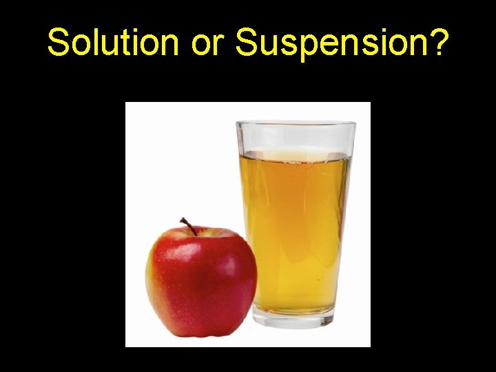 Solution or Suspension? 