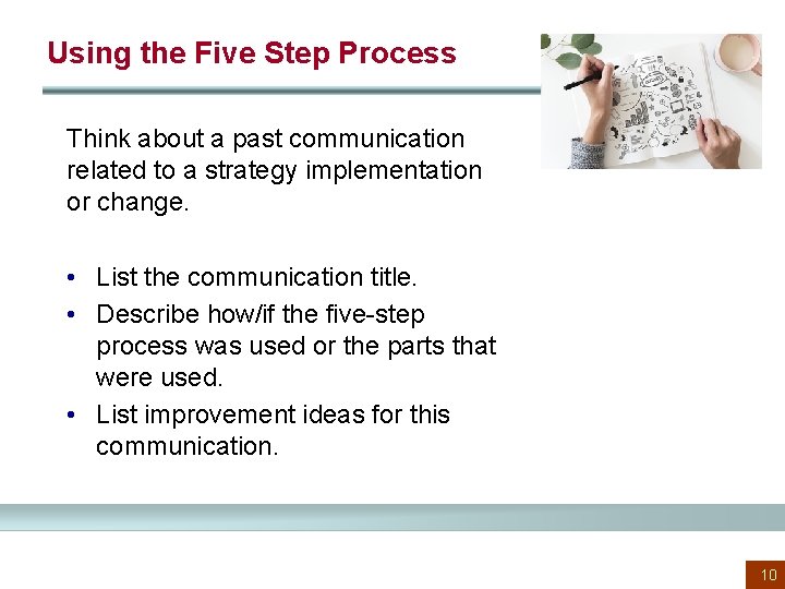 Using the Five Step Process Think about a past communication related to a strategy