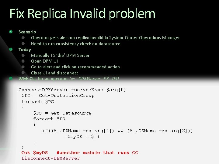 Fix Replica Invalid problem Scenario Operator gets alert on replica invalid in System Center