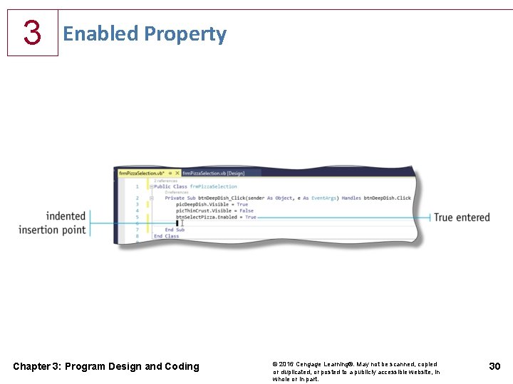3 Enabled Property Chapter 3: Program Design and Coding © 2016 Cengage Learning®. May