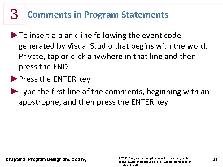 3 Comments in Program Statements ►To insert a blank line following the event code