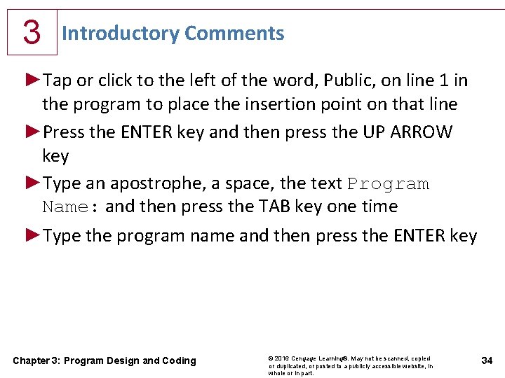 3 Introductory Comments ►Tap or click to the left of the word, Public, on