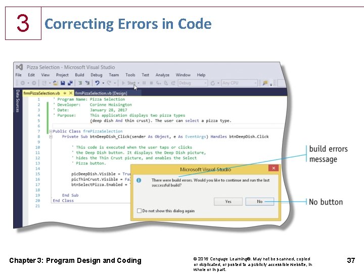 3 Correcting Errors in Code Chapter 3: Program Design and Coding © 2016 Cengage