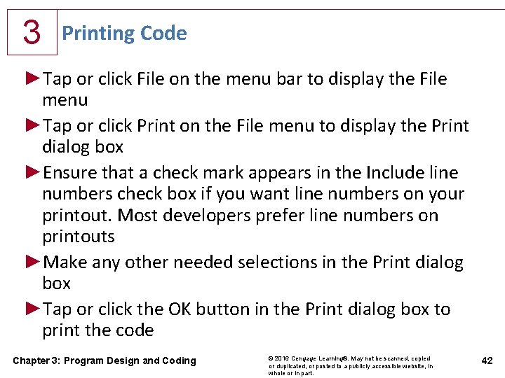 3 Printing Code ►Tap or click File on the menu bar to display the