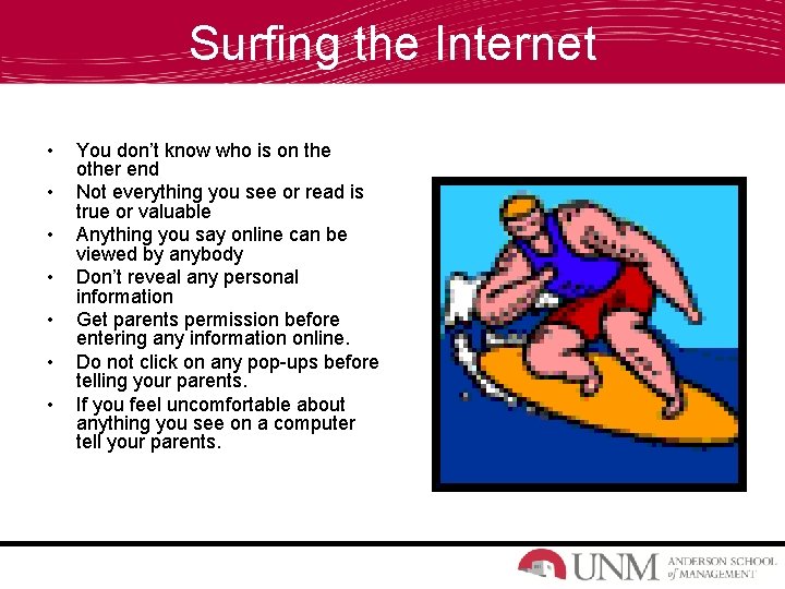 Surfing the Internet • • You don’t know who is on the other end