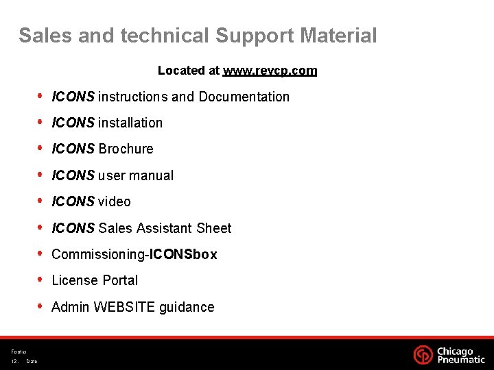 Sales and technical Support Material Located at www. revcp. com ICONS instructions and Documentation