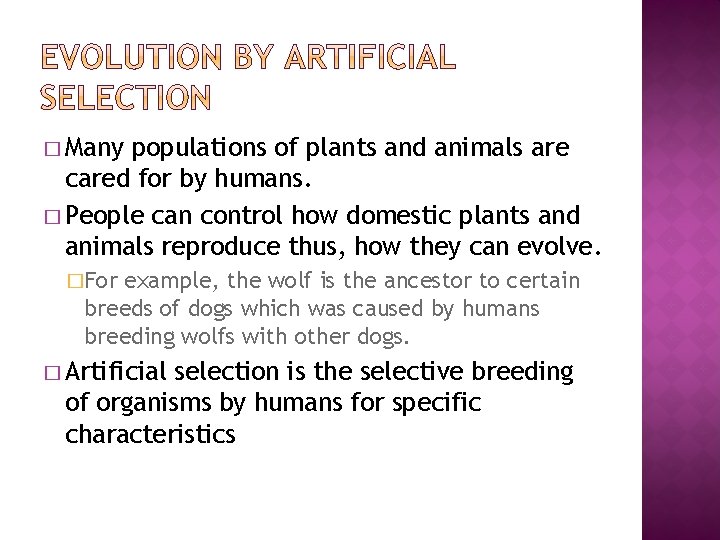 � Many populations of plants and animals are cared for by humans. � People