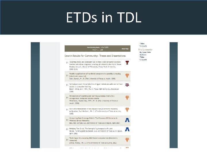 ETDs in TDL 